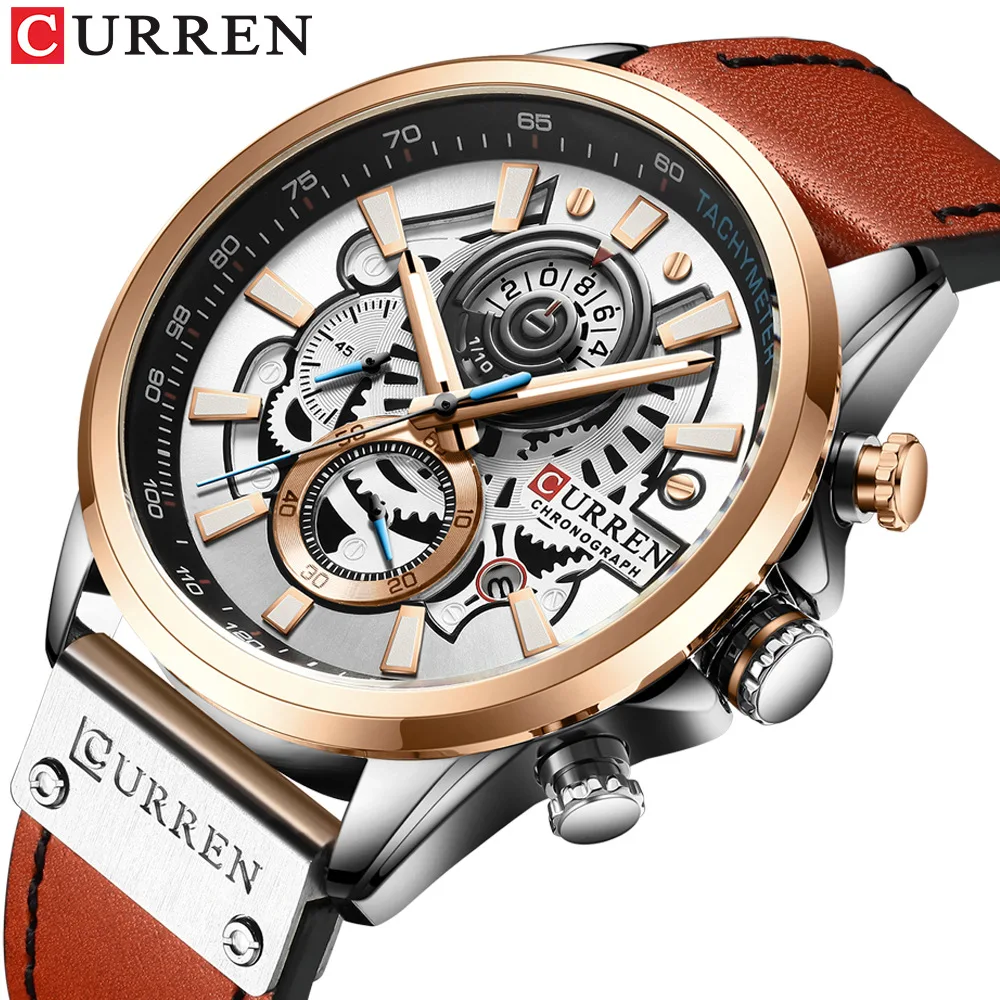 

New Men's Watch Waterproof Quartz Multi-Functional Men's Watch Calendar Leather-Belt Watch Casual Fashion Watch
