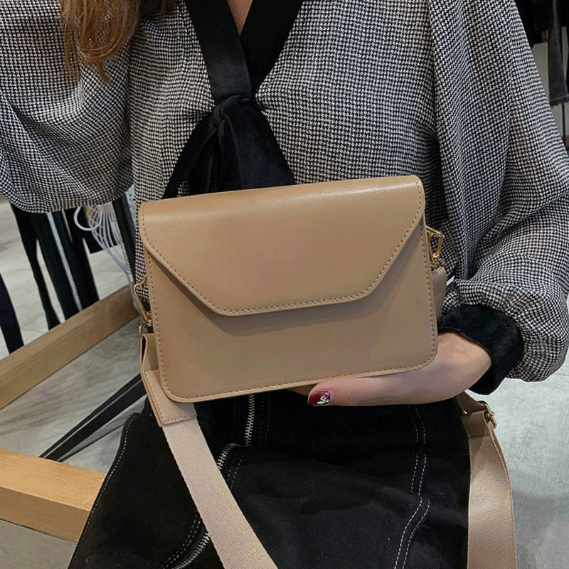 

Женская сумка через плечо из искусственной кожи, с широким ремнем, 2021