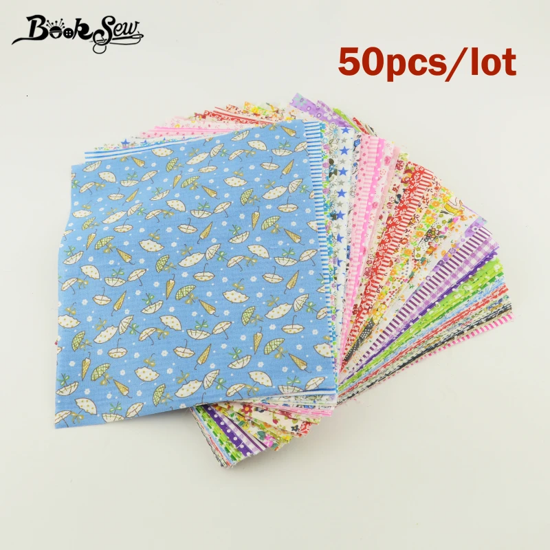 Лоскутная Ткань Booksew, хлопковая ткань, квадратная упаковка, без повторения, цветочный узор в горошек, смешанный материал для шитья, 50 шт./лот, 20 см* 25 см