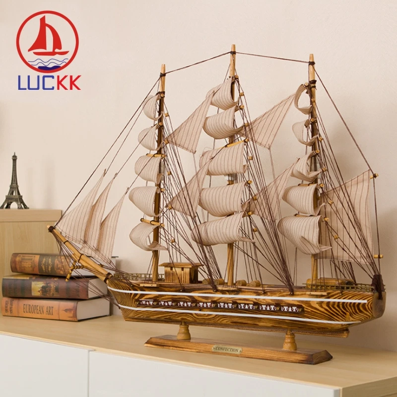 Деревянная парусная лодка ручная работа 80 см | Дом и сад