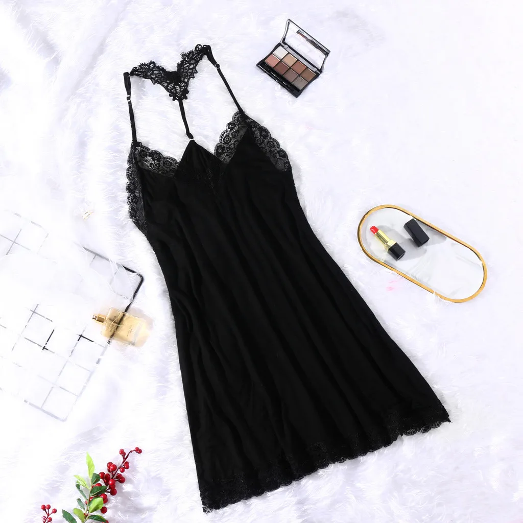 

Solid Blackless Lingerie Women Sexy Sleepwear With Camis Lace Hollow Out Erotic Underwear For Woman Exotic Costumes Lenceria Hot