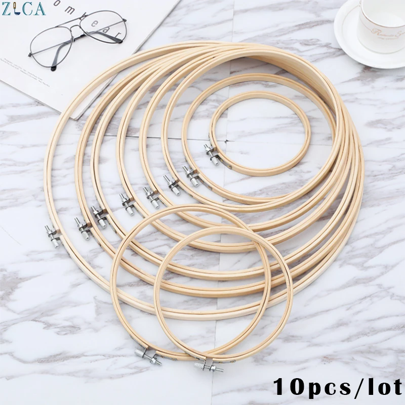 Mini aros de bordado grandes, anillo de punto de cruz, círculo, herramientas de costura, marco de bambú, arte artesanal de madera de 8-36cm, 10 unids/lote