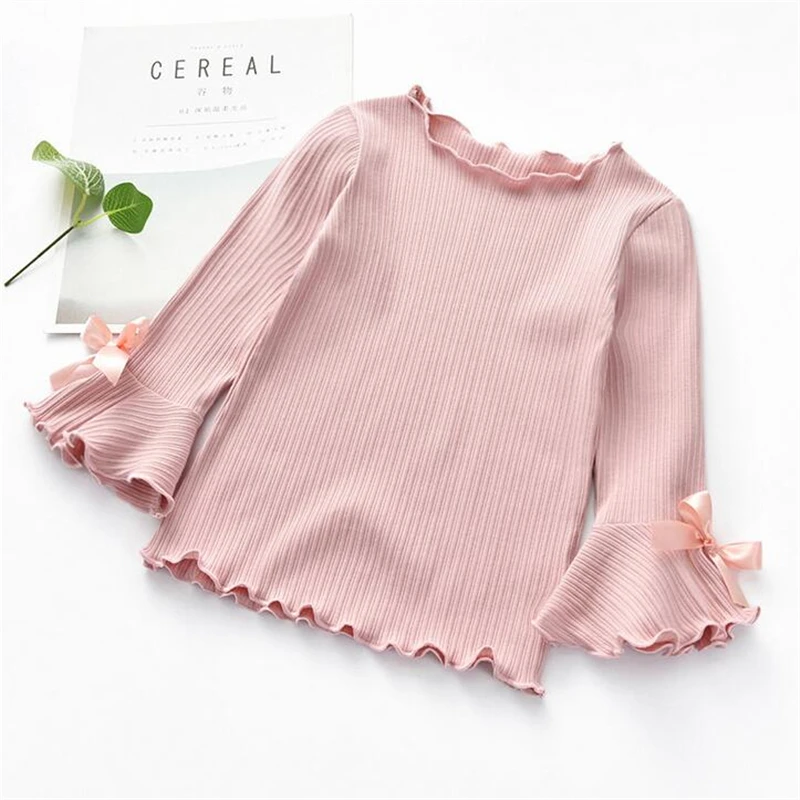 Футболка для маленьких девочек детская одежда с длинными рукавами и оборками