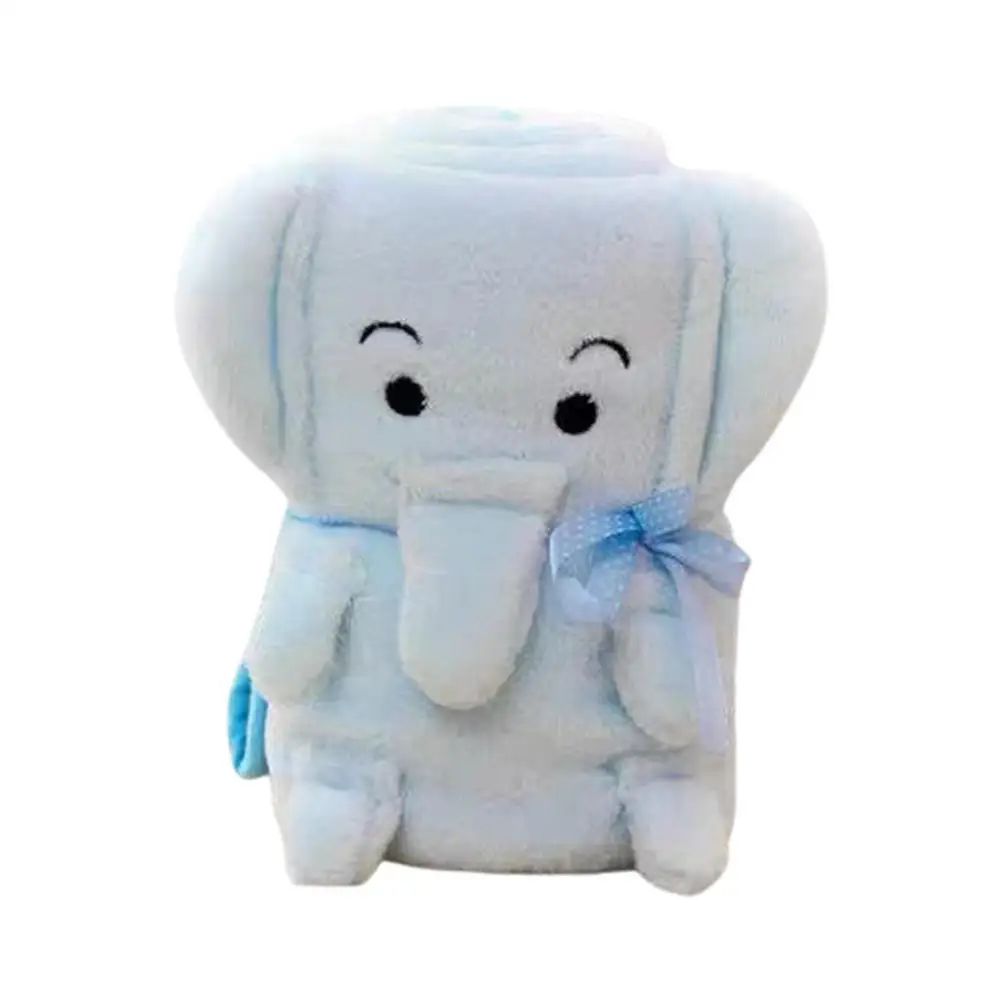 

Cartoon Animal Blanket Baby Security Blanket Soft Coral Fleece Blanket Elephant Sheep Plush Toy Blanket Cute Curly Nap Blank