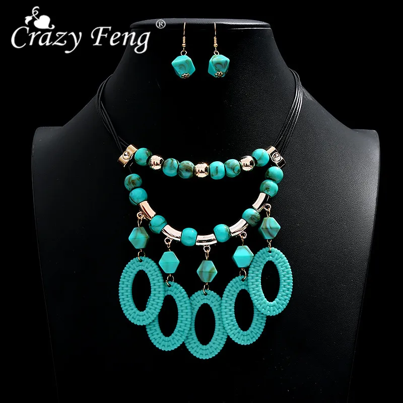 Fashion Large Choker Necklaces Earrings Set For Women Exagrated Wedding Jewelry Set Rope Chain Stateme Necklaces Amazing Price