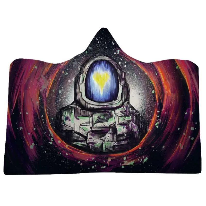 

Blanket Thicken Double Plush Hooded Super Soft Printed Throw Wrap Wearable Cloak Cape Blankets For Beds