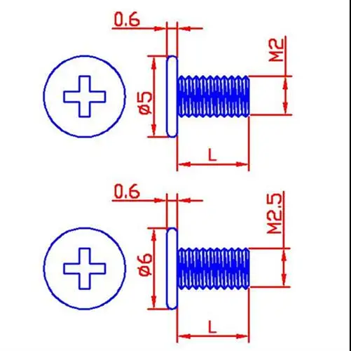 100 шт. M2 5 дюйма тонкие блестящие винты из нержавеющей стали с маленькой головкой