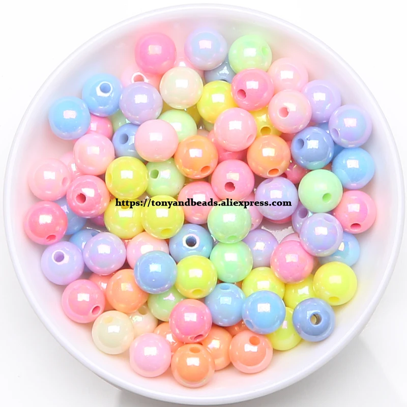 Смешанные блестящие круглые бусины AB с отверстием для изготовления ювелирных