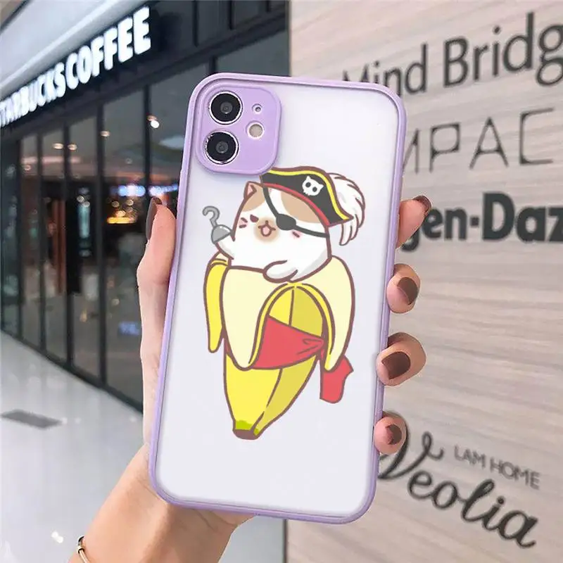 

Phone Case For iPhone 12 11 Mini Pro XR XS Max 7 8 Plus X Cute Cartoon Finger Funny Banana Matte transparent Purple Cover
