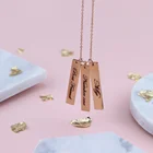 Индивидуальное ожерелье Sherman с табличкой из нержавеющей стали с 3 подвесками из розового золота и серебра, модные вертикальные прямоугольные подвески