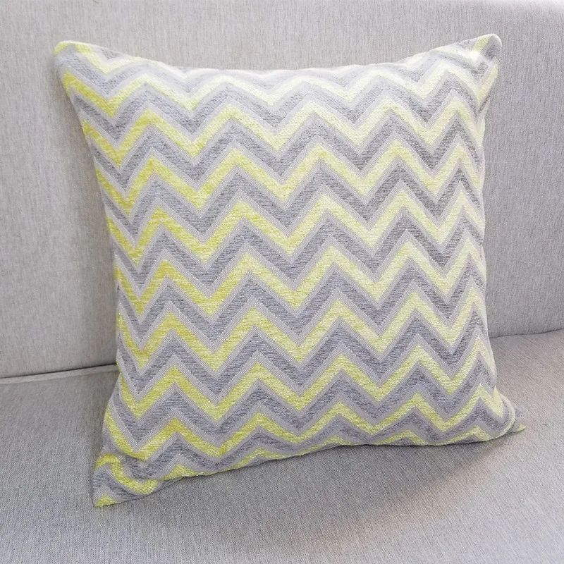 Современные Геометрические желтый серый зигзаг синель тканые жаккардовые