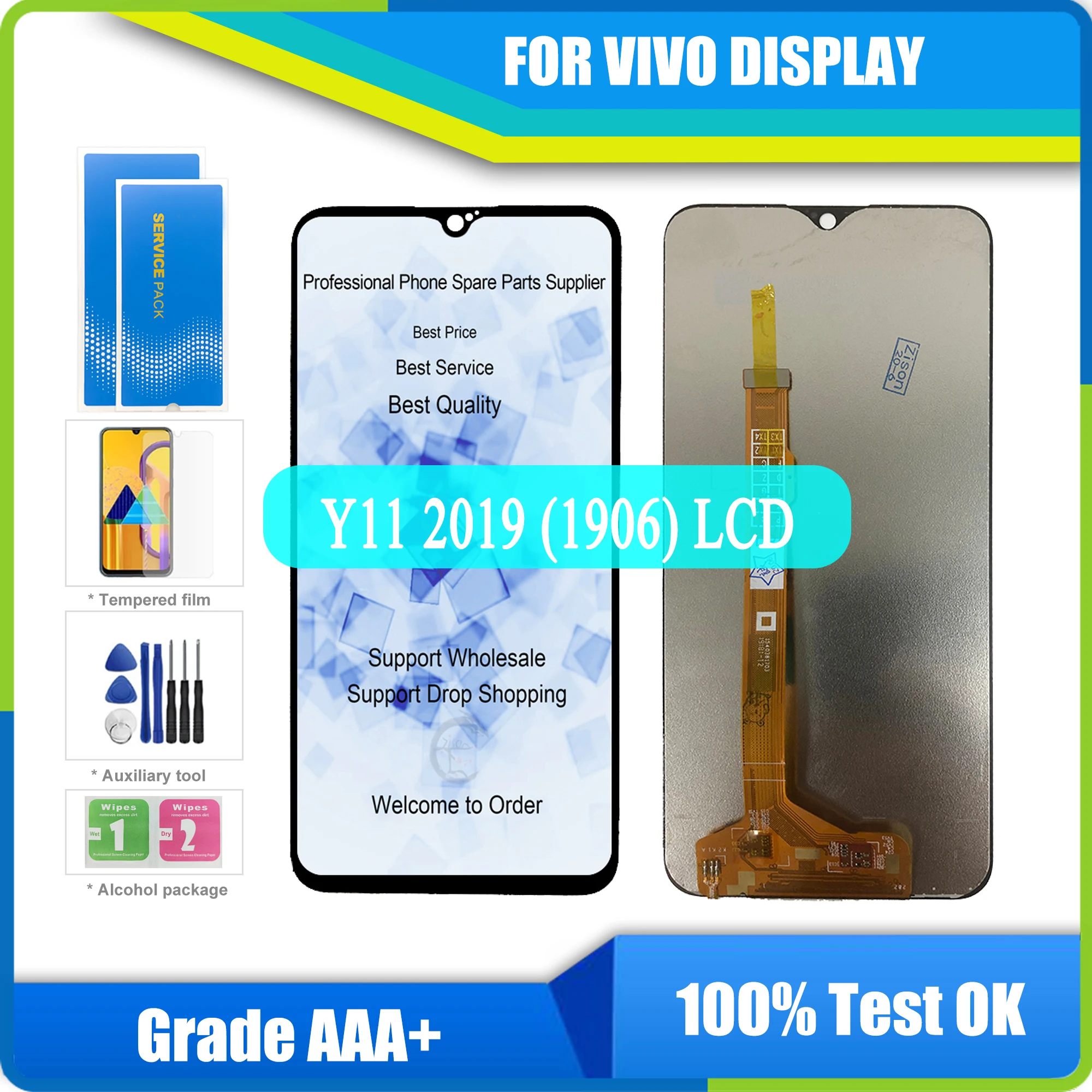 

6,35 "ЖК-дисплей для Vivo Y11 2019 (1906) Стандартный датчик экран дигитайзер модуль монтаж 720x1544 для Vivo Y11 2019