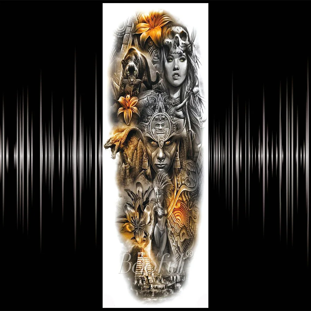 Временные татуировки на всю руку ногу воин реалистичные Египетские пирамиды