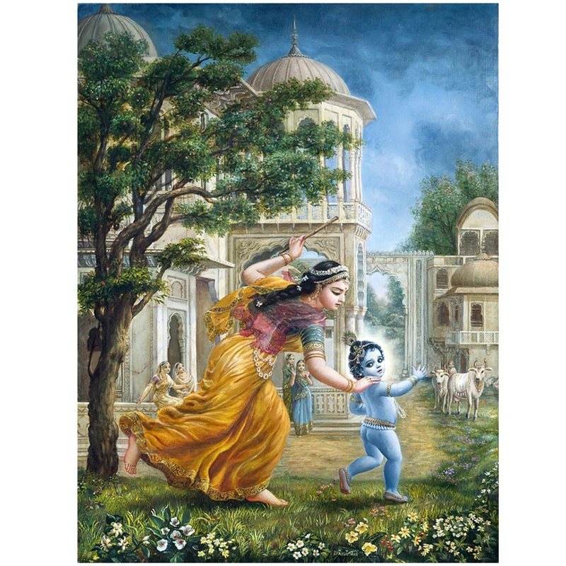 5D Diy Алмазная картина крестиком Krishna полностью квадратная круглая дрель вышивка