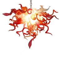 red and white home decoration hand blown glass chandelier modern led hanging lamp