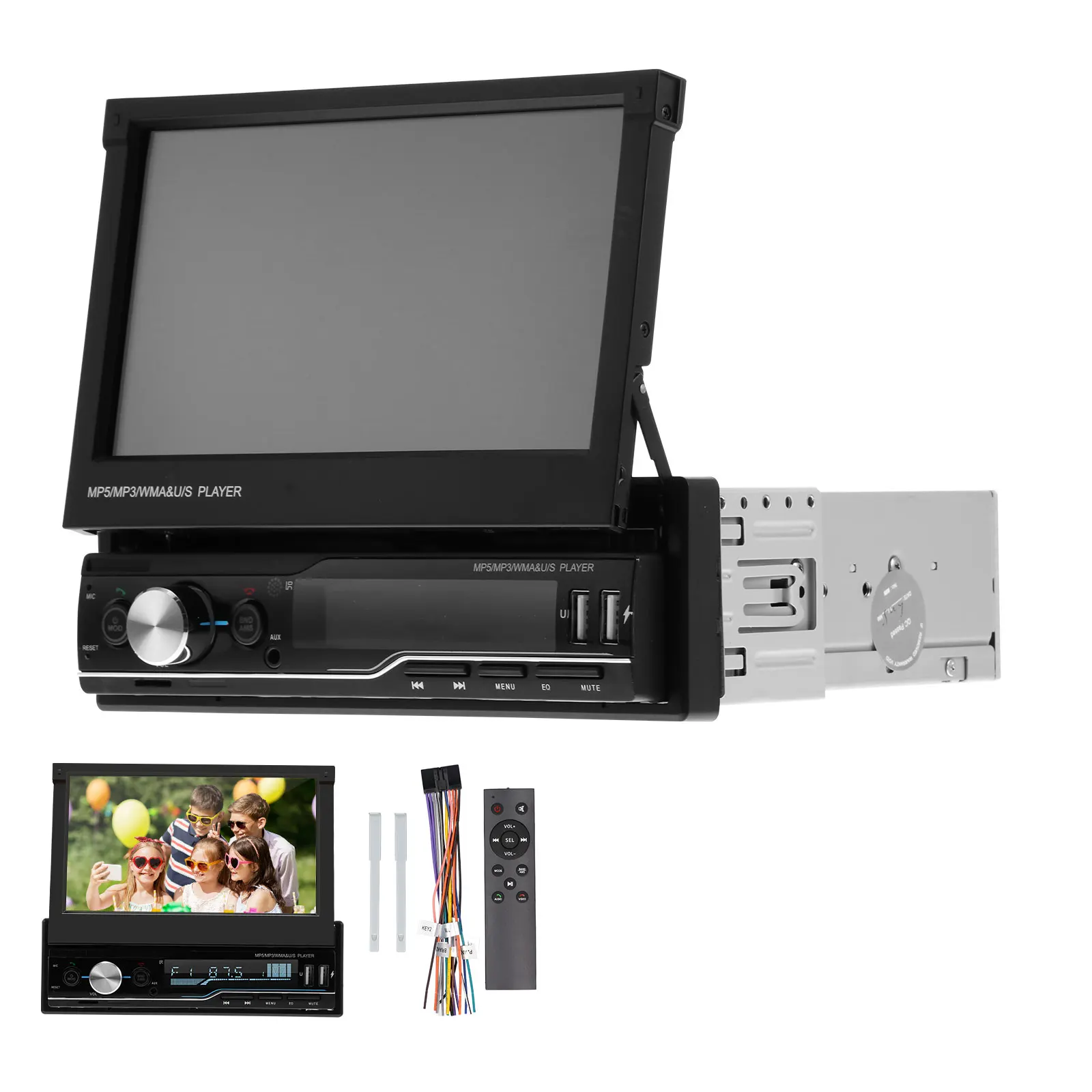 1 Din Retractable Car Radio RDS Mirror Link MP5 Video Player AM FM USB TF Aux 7 inch Touch Screen Stereo System Head Unit T100 | Автомобили