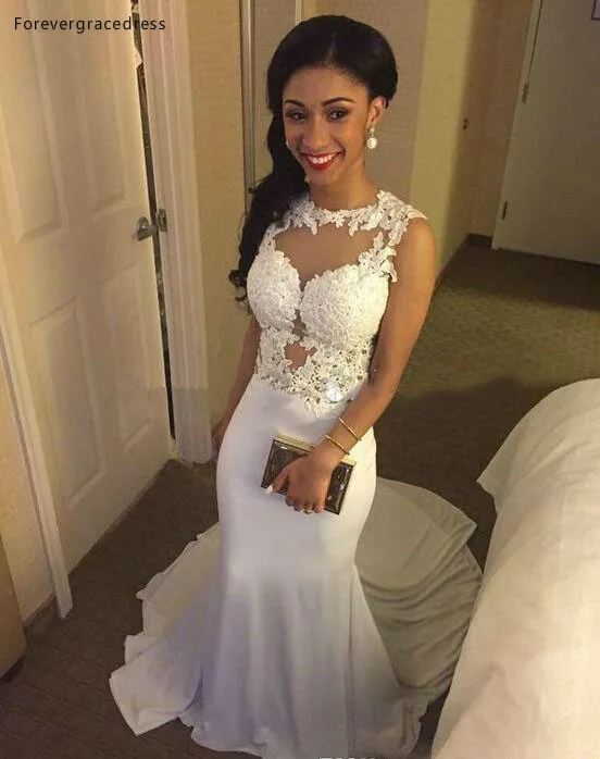 

New Arrival Long Mermaid Evening Dress Lace Chiffon Formal Party Gown Custom Made Plus Size