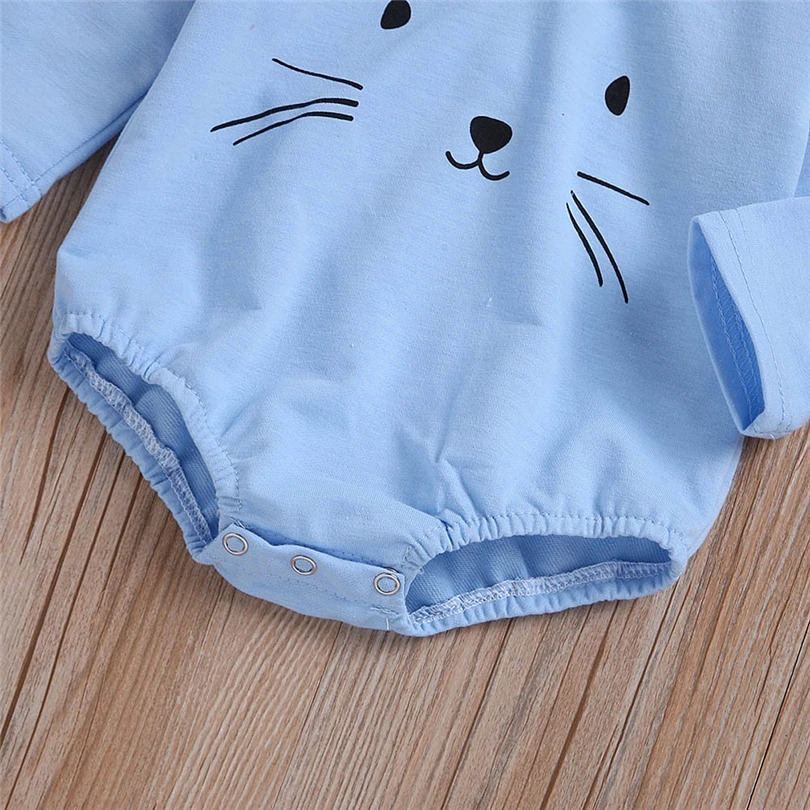 

Newborns Cartoon Ears Hooded Bodysuit Baby Boys Girls Rabbit Print Romper Long Sleeved Winter Jumpsuit Kids Clothes 3-24M A20