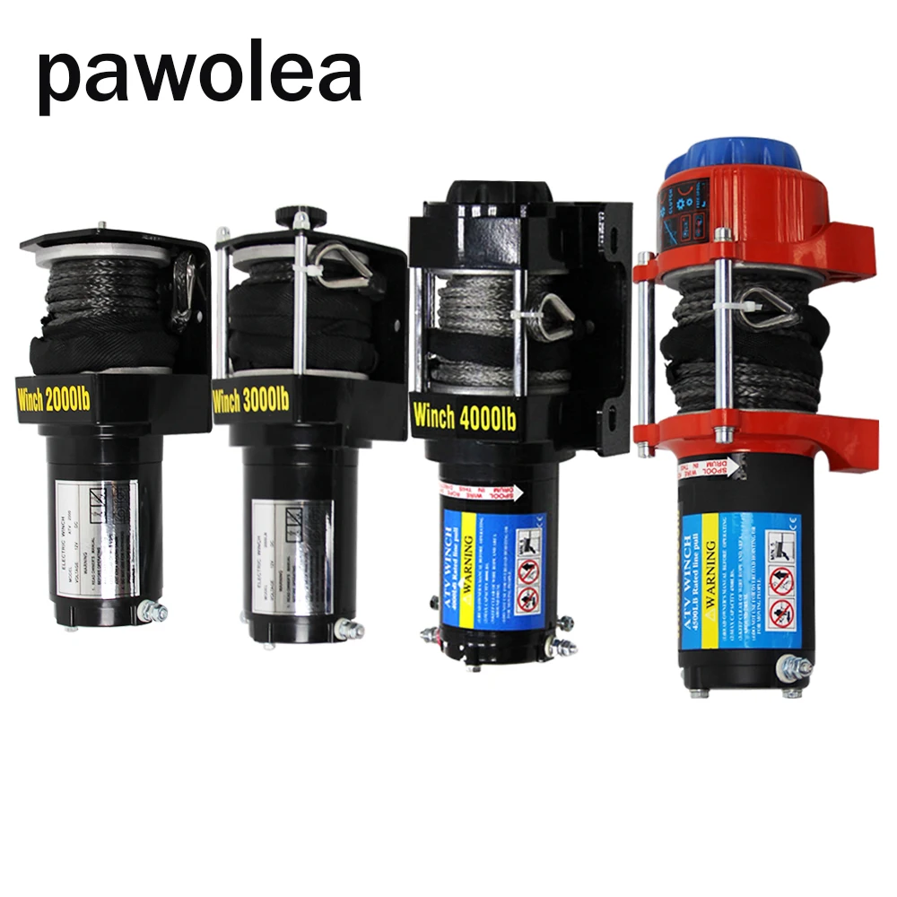 Купить Электрическая лебедка 2000lbs3000lbs4000lbs4500lbs лебедка автомобильная 12v для пляжного мотоцикла самоспасение 4x4 модифицированный трос Кевлар  лебед...