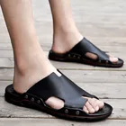 Мужские уличные сандалии из натуральной кожи, повседневные шлепанцы, пляжные, 38-48 размеров, 38  48, лето, 2021