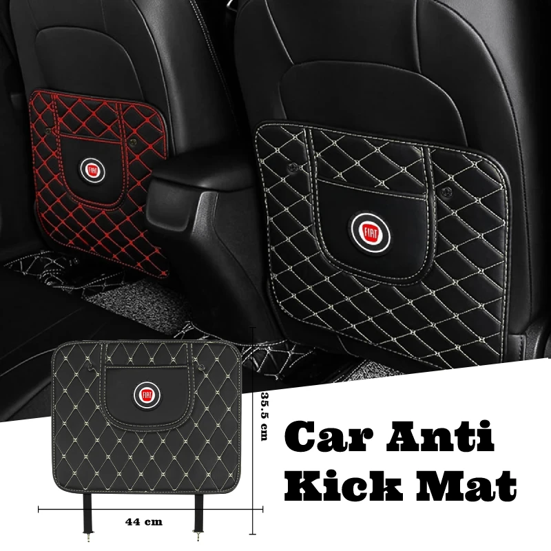 

Car Waterproof Protector Seat Back Cover Cushion Mat Leather Anti-Child-Kick Pad For Fiat Panda Bravo Punto Linea Croma 500 595