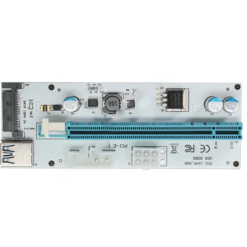 Riser 008S PCIe PCI-E PCI Express Card 4 Pin 6 SATA порты 1X 4x 8x 16x USB 3 0 кабель для передачи данных