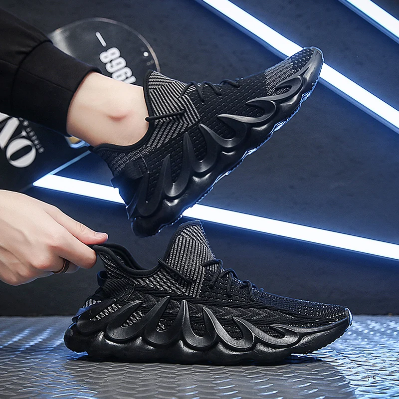

2021 Summer New Flying Woven Sports Men's Shoes Trend All-match Casual Shoes Breathable Mesh Running Shoes Men