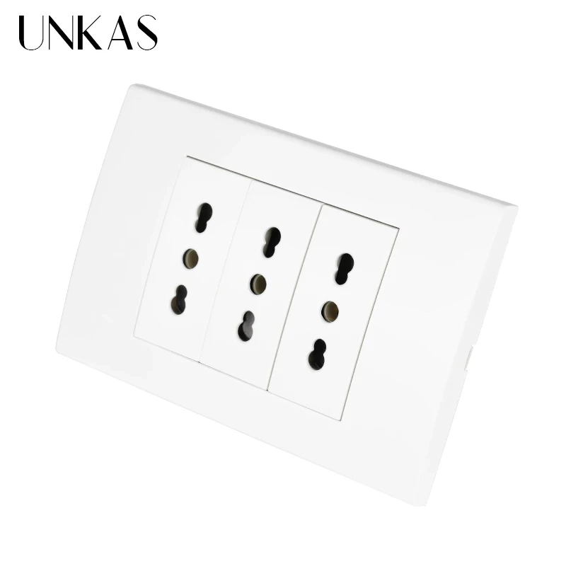 UNKAS стены Мощность разъем 3 Way в итальянском стиле/Чили электрическая розетка 118 мм