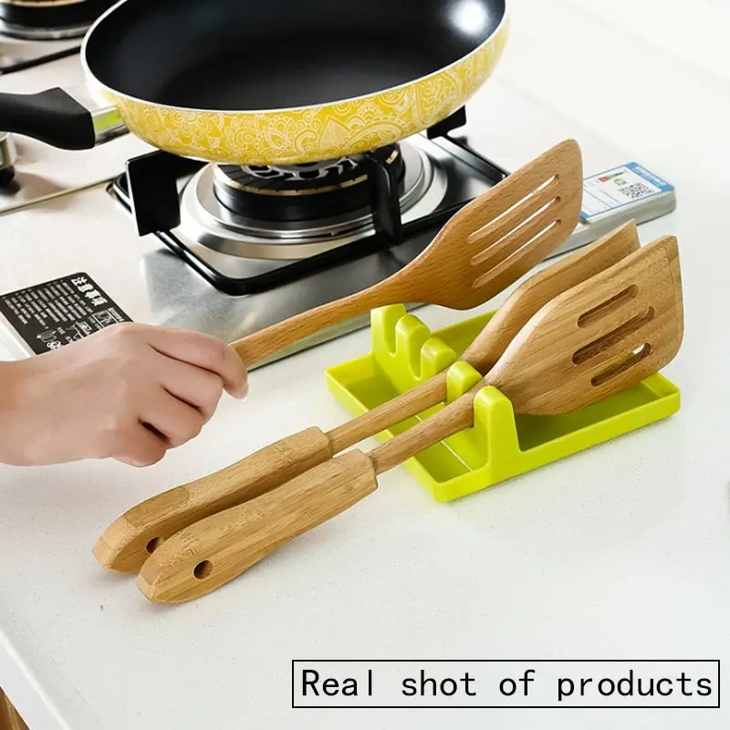 

Kitchen Spoon Holders Fork Spatula Rack Shelf Organizer Plastic Spoon Rest Chopsticks Holder Non-slip Spoons Pad Kitchen Tool