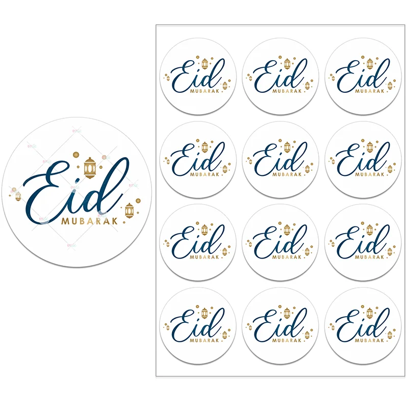 Eid Mubarak Packaging Sealing Sticker Candy Bag Gift Box Labels for Kids Birthday Party Eid al-Fitr Decor Supplies images - 6