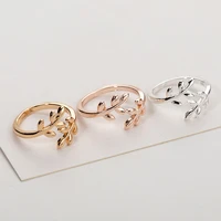 new fashion leaves branch shaped ring for women girls luxury vintage gold silver color wedding bands jewelry accessories