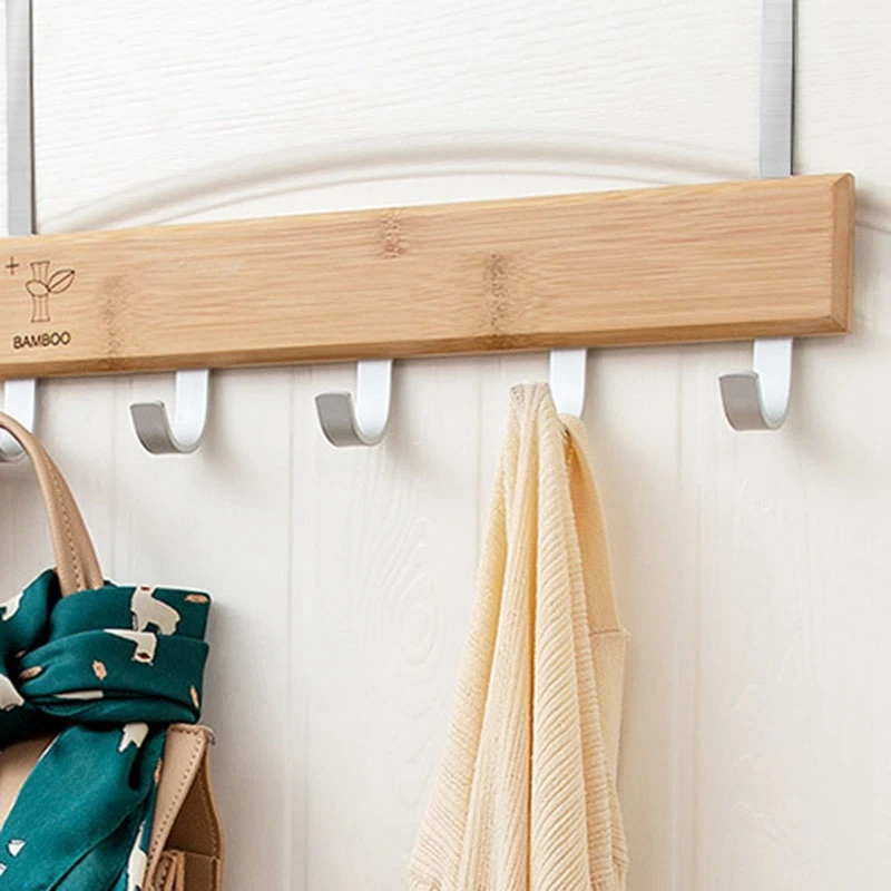 

Over Door Hooks Multifunction Hanging Rack Wooden Coat Hanger Door Hook Rack Wall Hanging Rack for Cloth Pants Hat Towel Punch F