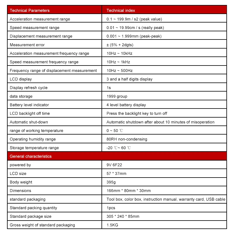 UNI T цифровой тестеры вибрации прибор зонд анализатор чувствительность UT315A