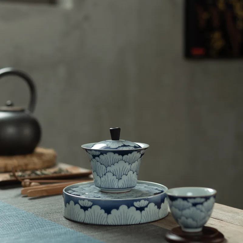 Sancai Tureen набор подшипников для горшков античный сине белый чай Термостойкая