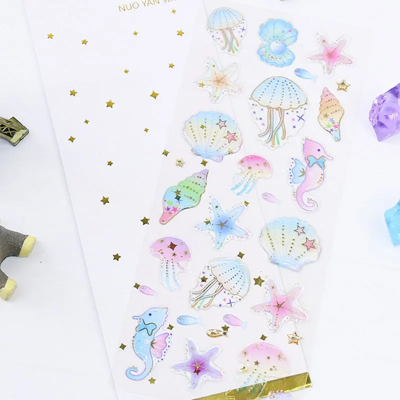 

Multicolor - Shell Cute Epoxy Crystal Sticker Bronzing Transparent Diary Hand Account Sticker Children Cartoon Pocket Sticker