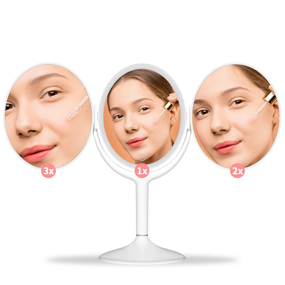 3 In 1 Makeup Vanity Mirror With 1X/2X/3X Lights LED Magnifying Cosmetic Mirrors Light Magnification Make up | Красота и здоровье