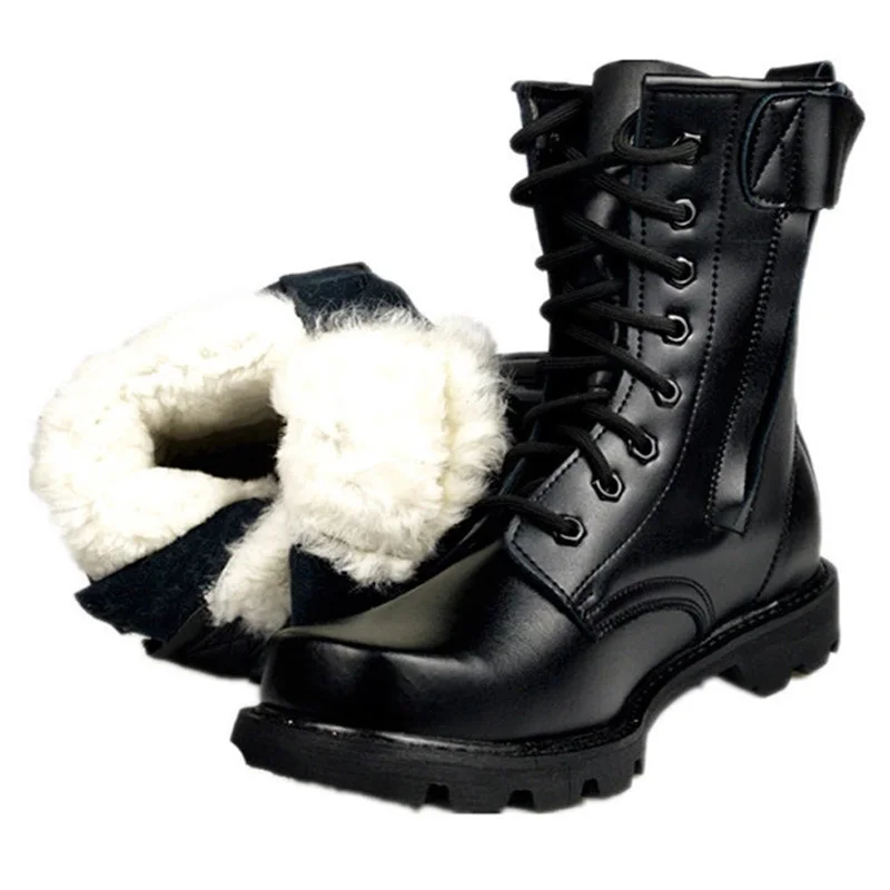 

Steel Toe Military Boots Warm Fur Winter Boots Men Safety Shoes Work Boots Non-slip Leather Combat Bot Infantry Tactical Boots
