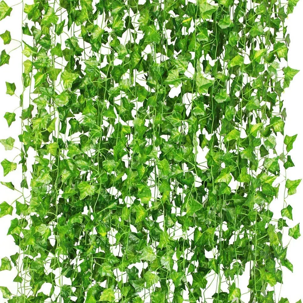 

Yooap 12 strip Leaf 1 Pcs 2.1M Home Decor Artificial Ivy Leaf Garland Plants Vine Fake Foliage Flowers Creeper Green Ivy Wreath