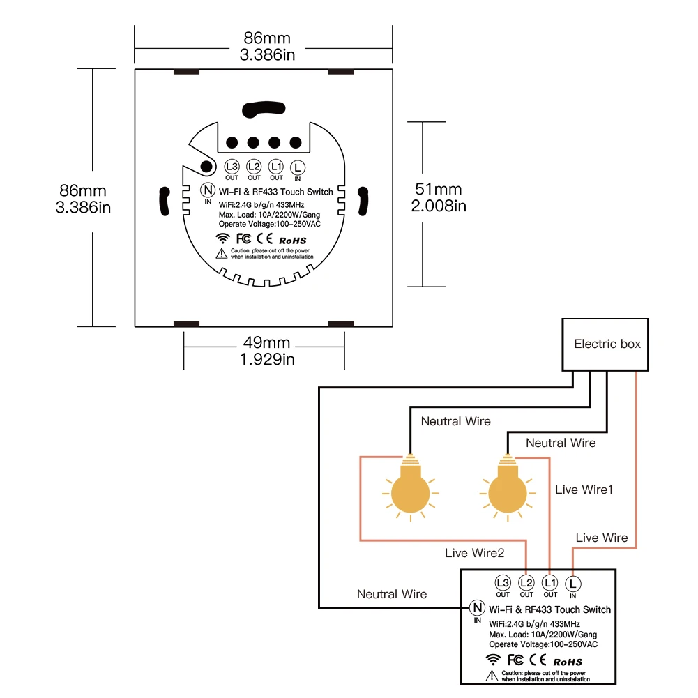Новый Улучшенный WiFi Smart RF433 сенсорный выключатель 2/3 Way Life/Tuya управление через