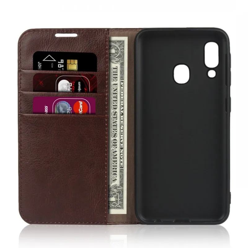 Luxury Real Genuine Leather Wallet Case For Samsung Galaxy A20e A10 A20 A30 A40 A50 A60 Flip Cover Card Slot Stand Case