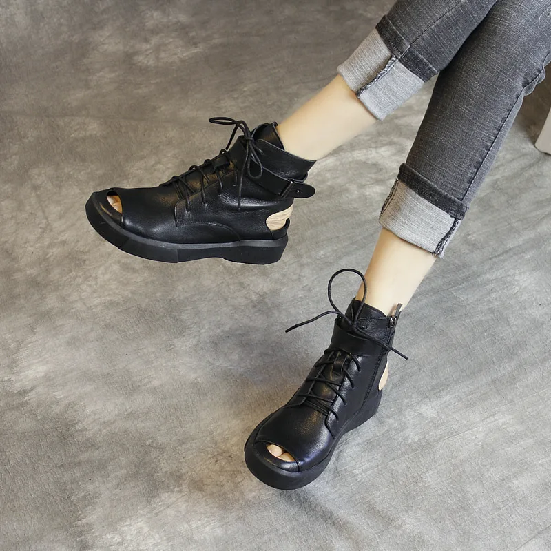 Женские кожаные ботинки для верховой езды летние ботильоны из натуральной кожи с