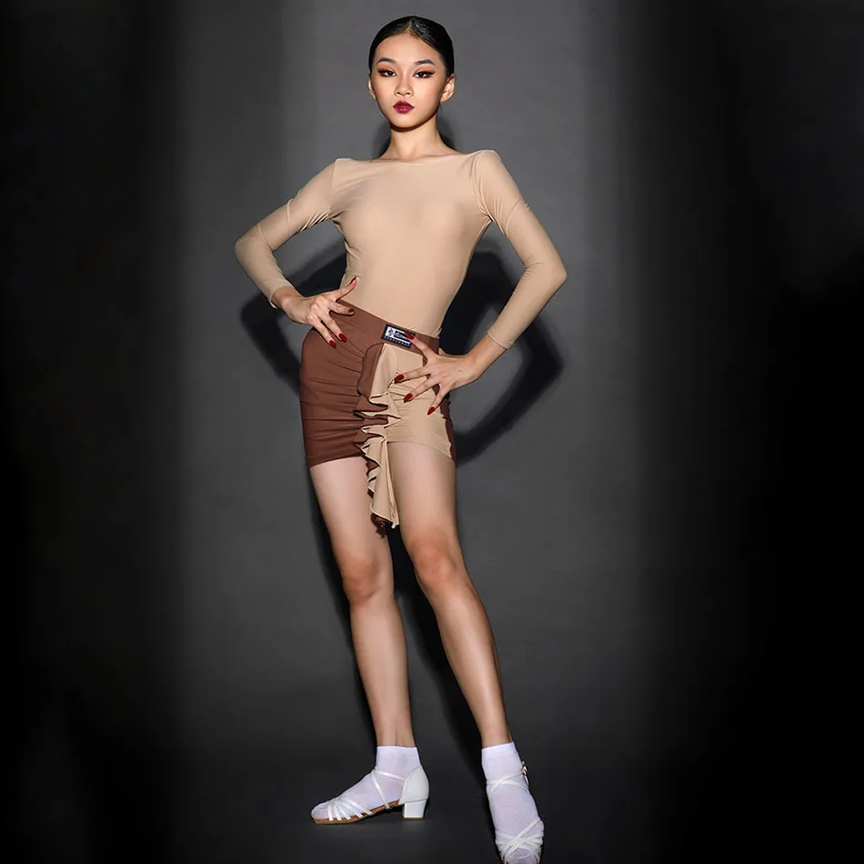 Платье для латиноамериканских танцев с длинным рукавом и юбкой H6197 - купить по