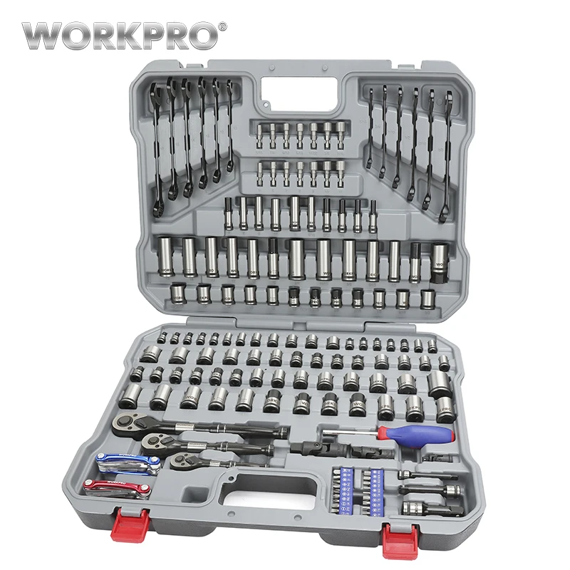 WORKPRO 164 шт Набор торцевых головок набор механических инструментов Инструменты для ремонта автомобиля гаечные ключи и отвертки трещотка комбинированные наборы инструментов шестигранный ключ