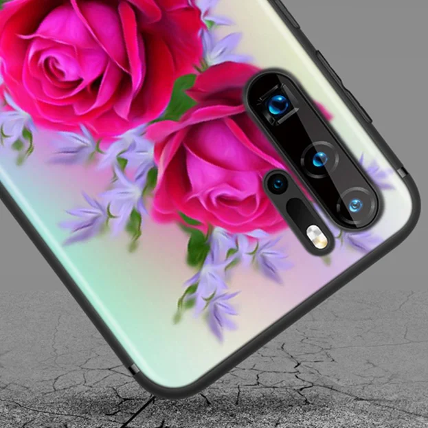 

Beautiful Red Rose Love For Huawei P40 P30 P20 P10 P9 P8 Lite E 5G 2017 2019 Pro Plus Black Phone Case