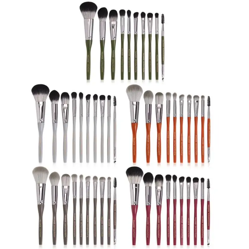 Набор кистей для макияжа 10 шт. кисточки теней бровей глаз губ Рассыпчатая кисть
