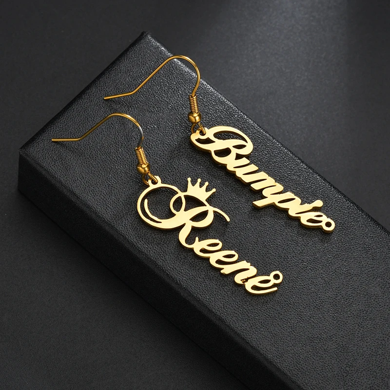 UZone New Fashion Stainless Steel Custom Name Drop Earrings Personalized Letter Dangle For Women Birthday Gift Jewelry | Украшения и