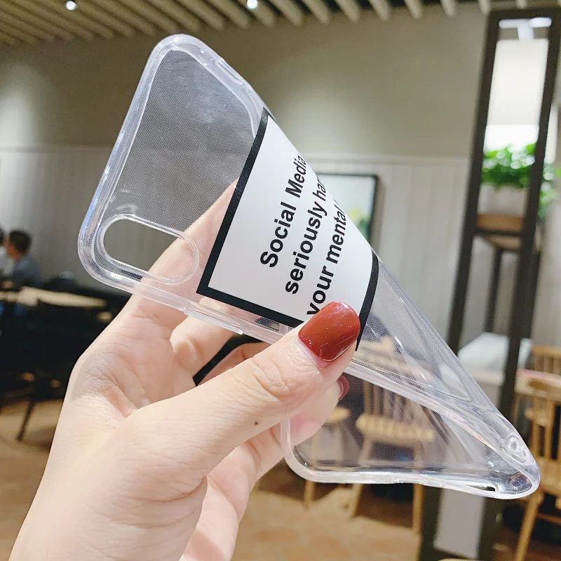 Мягкий силиконовый прозрачный чехол для телефона iPhone X XR XS Max 6 7 8 plus 5S 5SE социальные