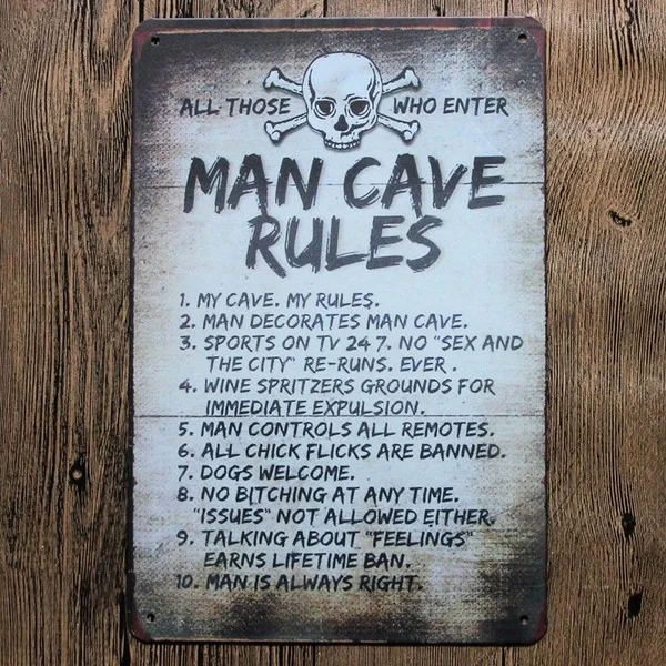 

Metal Tin Sign MAN CAVE RULES Bar Pub Home Vintage Retro Poster Cafe ART Arts & Crafts