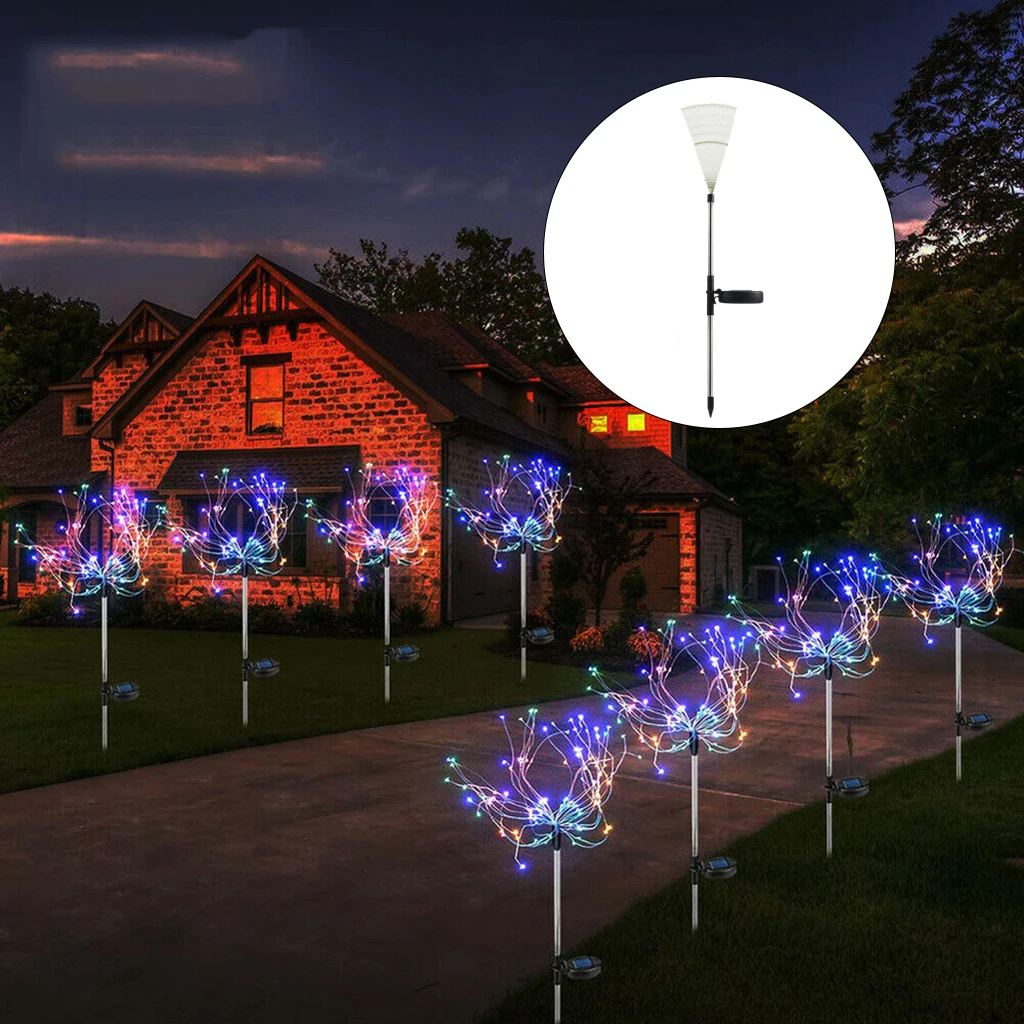 

90/120/150LED Solar Light Outdoor Grass Globe Waterproof Flash String Lights Lawn Firework Lamp Garden Christmas Decor