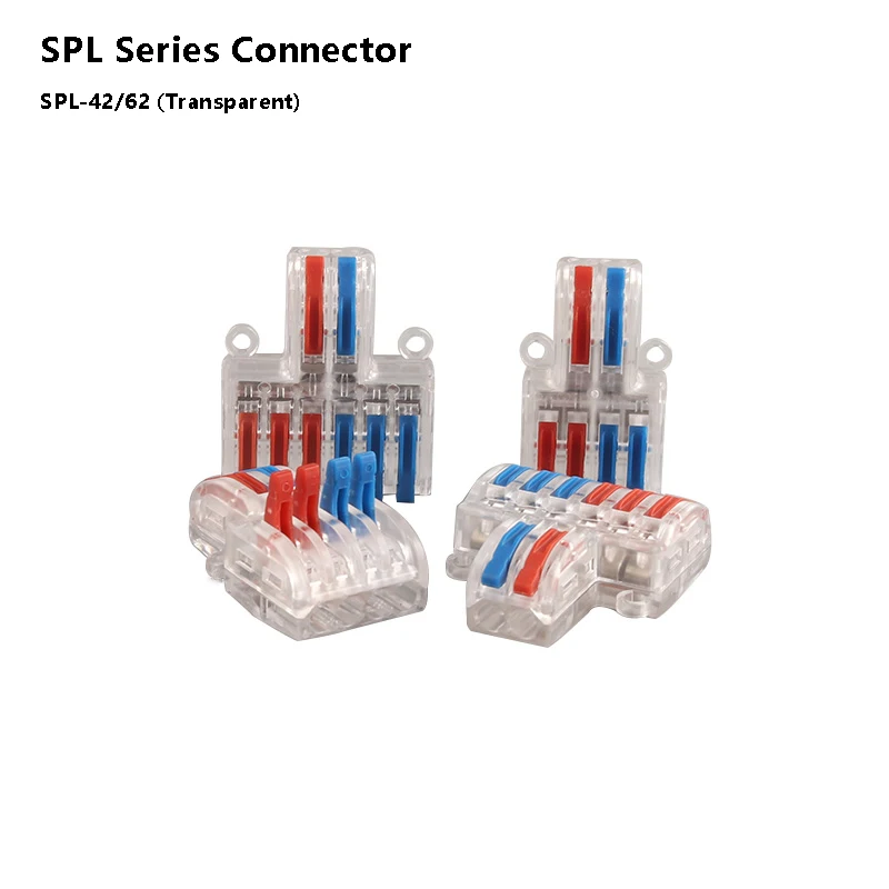 

5/10 pcs/Lot SPL 42T/62T Universal Wiring Cable Connector Transparent TYPE Fast Wire Connector Push-in Conductor Terminal Block